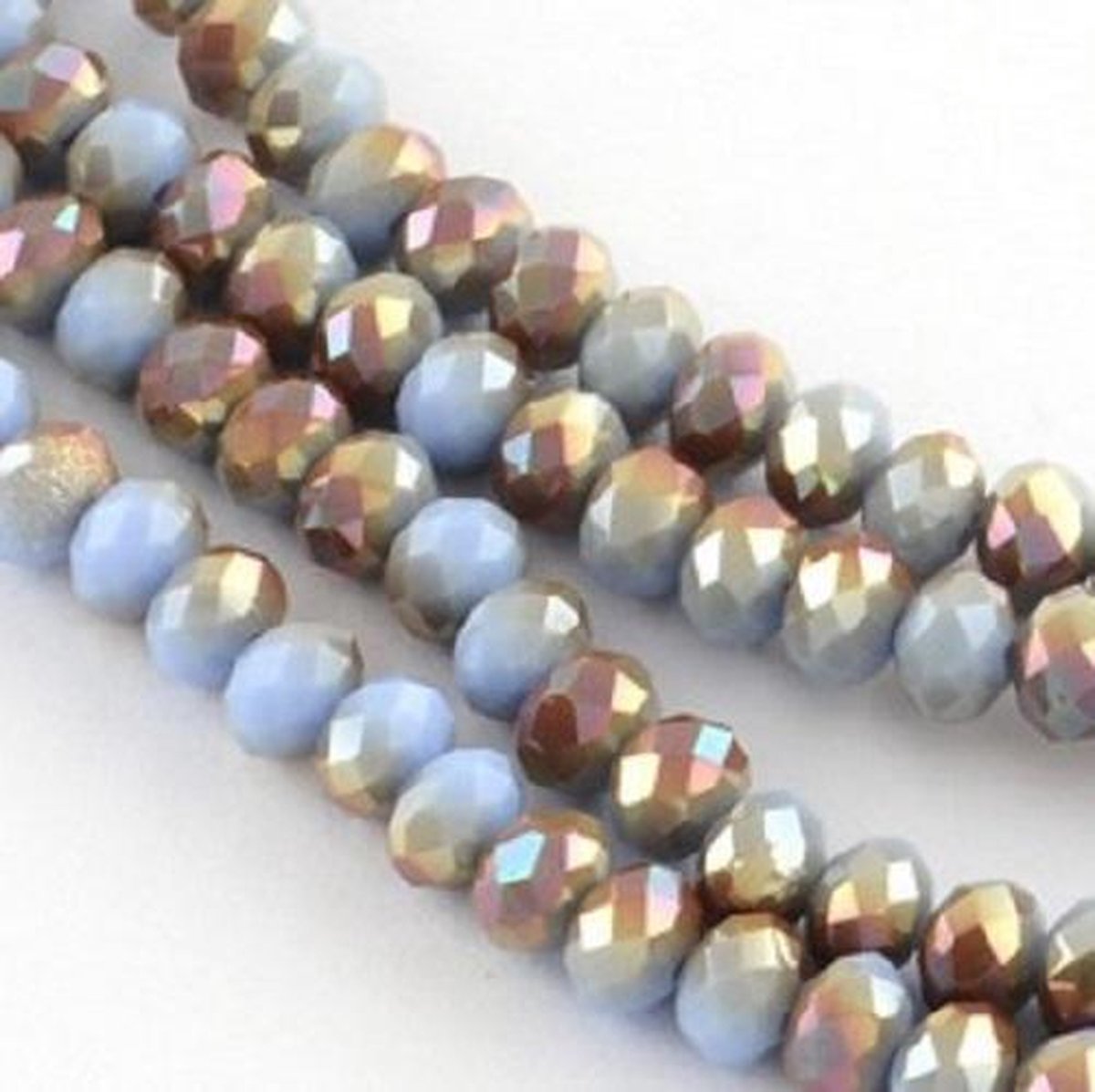 Streng facet kralen 4x3mm | Light steel blue half diamond | Ca. 140 kralen | Sieraden maken